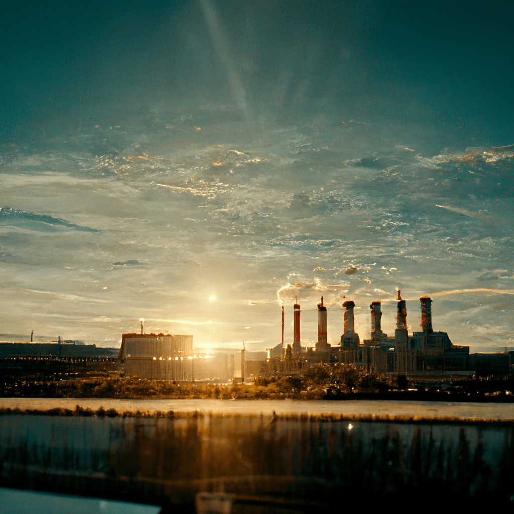 Фото электростанции на фоне города